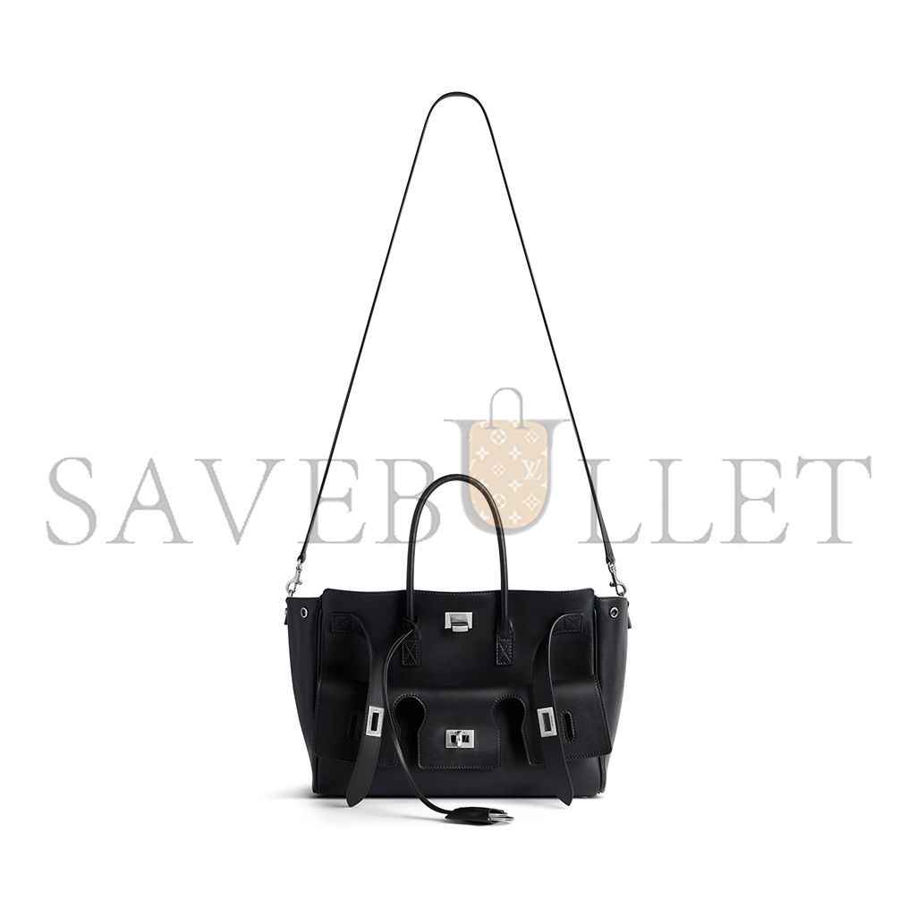 BALENCIAGA WOMEN'S BEL AIR SMALL CARRY ALL BAG IN BLACK 8125452ABAW1000 (29.5*20.3*11.9cm) BALENCIAGA WOMEN'S BEL AIR SMALL CARRY ALL BAG IN BLACK 8125452ABAW1000 (29.5*20.3*11.9cm)
